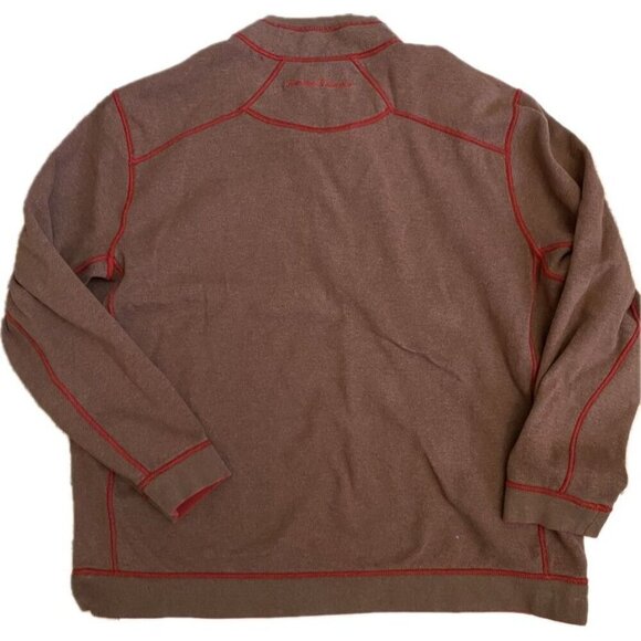 Tommy Bahama Reversible Quarter Zip Pullover Red Brown Size Medium As Is - Picture 2 of 7